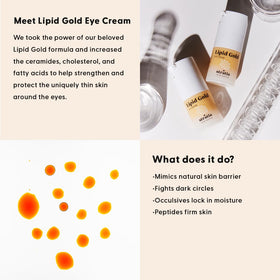 Stratia Lipid Gold Eye Cream close-up shows rich, nourishing texture.