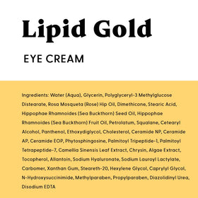 Ingredients focus on ceramides and fatty acids in Stratia Lipid Gold Eye Cream.