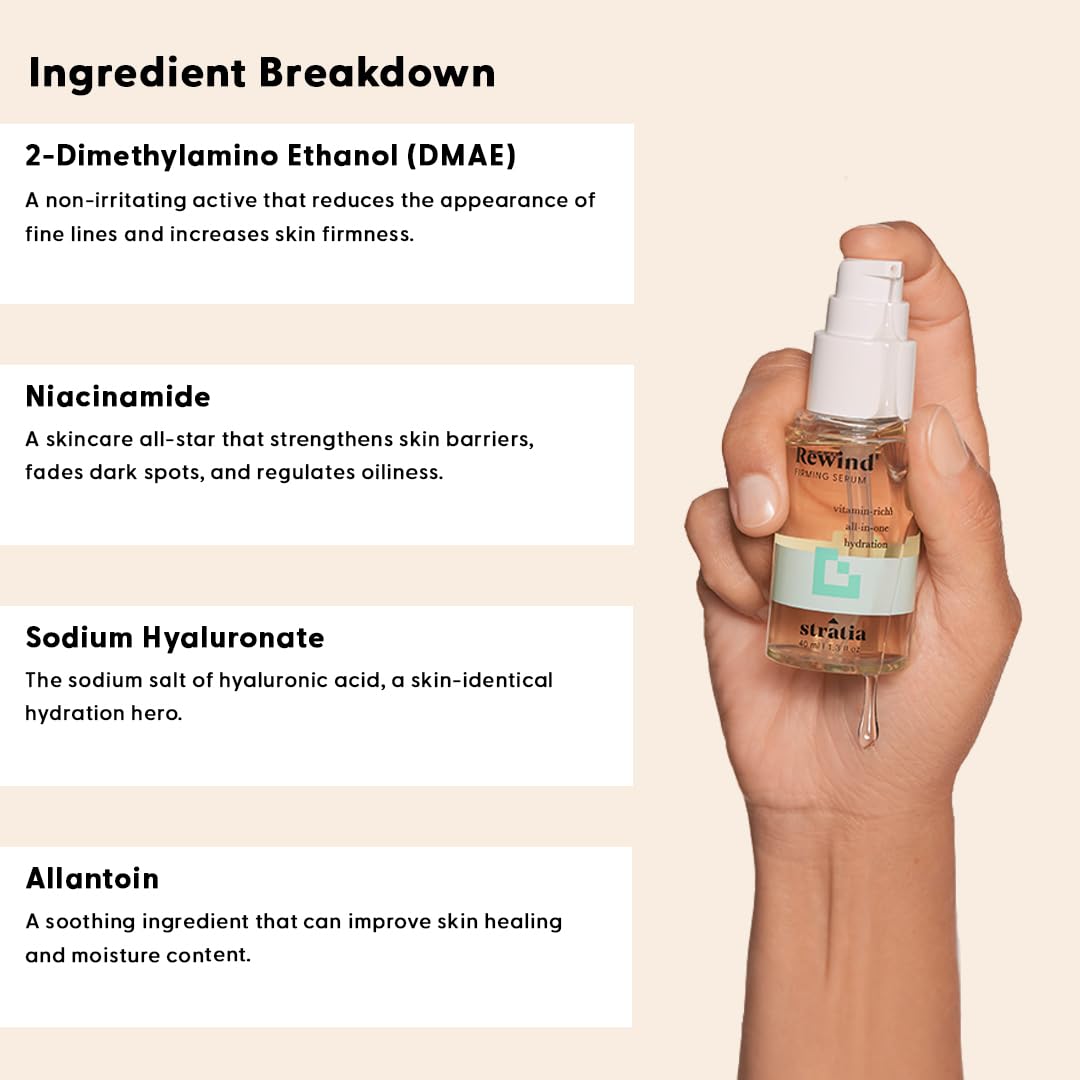 Stratia Rewind applied on skin shows smooth, fast-absorbing finish.