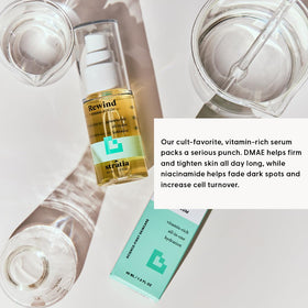 Stratia Rewind hydration glow on cheek signals plump, moisturized skin.