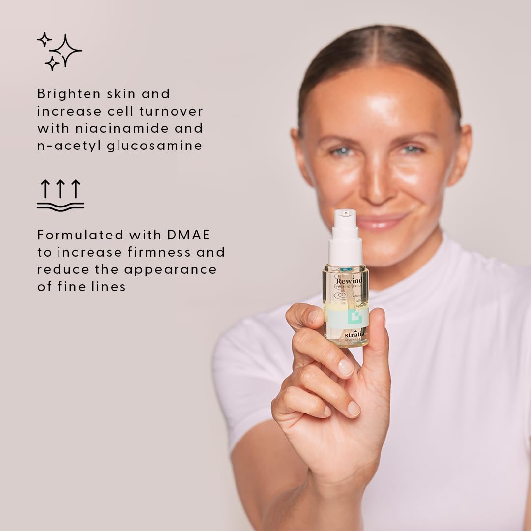 Stratia Rewind texture swirl on skin highlights light, hydrating feel.