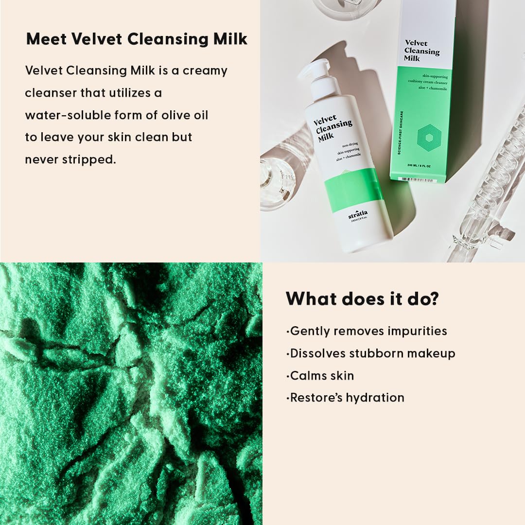 Stratia Velvet Cleansing Milk pump for easy, precise dispensing