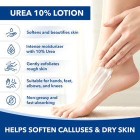 STRATUS PHARMACEUTICALS Urea 10% Lotion being applied to hands for quick absorption