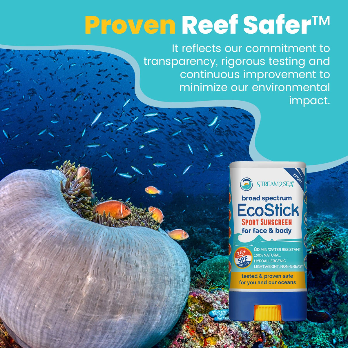 Beach scene using STREAM 2 SEA EcoStick for sun protection