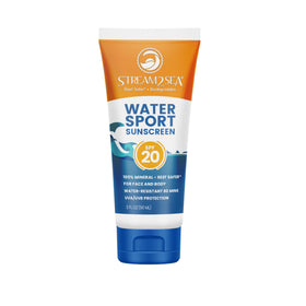 STREAM 2 SEA SPF 20 mineral sunscreen bottle shown for outdoor protection