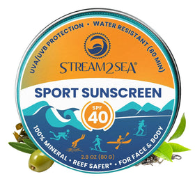 STREAM 2 SEA SPF40 unscented mineral sunscreen tin for reef-safe protection.
