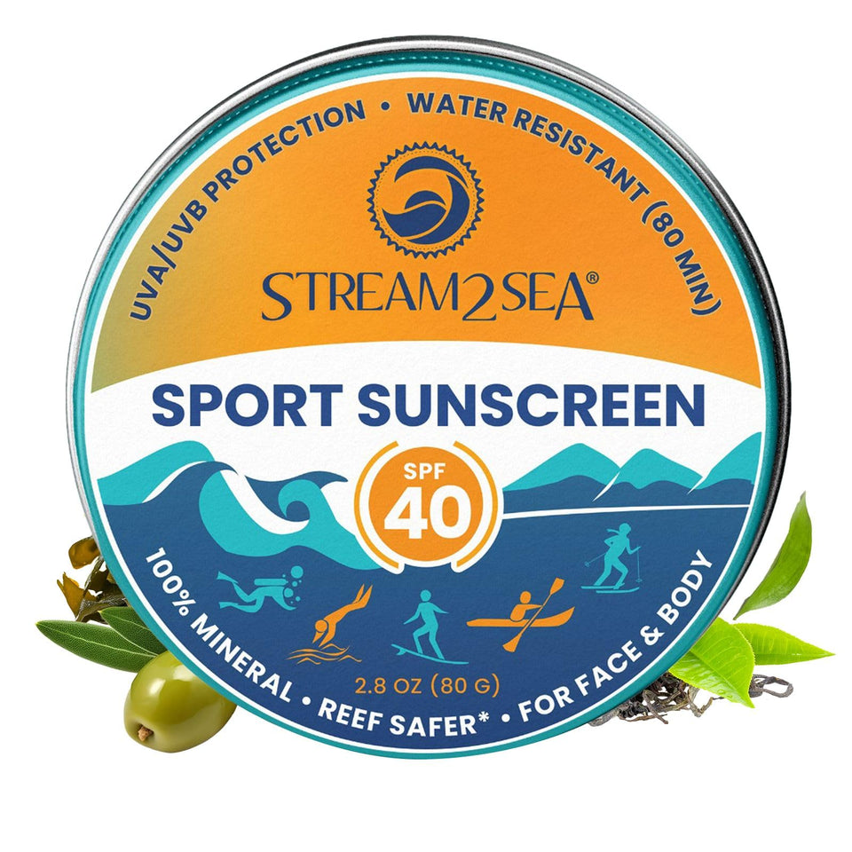 STREAM 2 SEA SPF40 unscented mineral sunscreen tin for reef-safe protection.