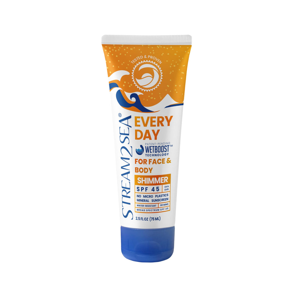 STREAM 2 SEA Shimmer Sunscreen tube with golden glow for face and body