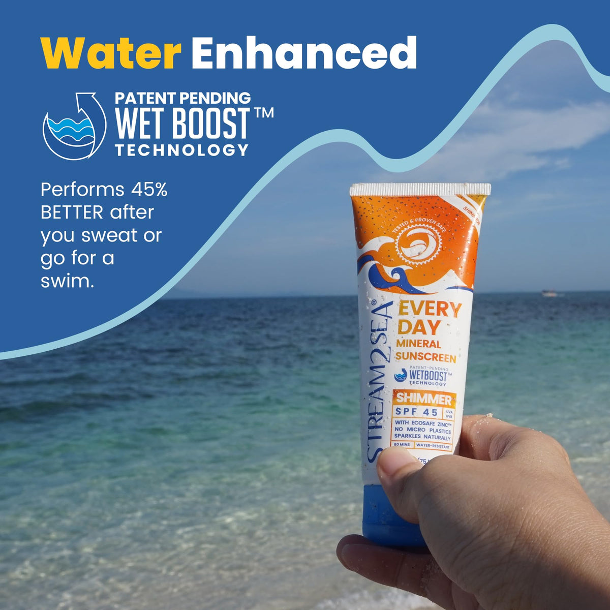 STREAM 2 SEA warm shimmer being blended on skin for glow