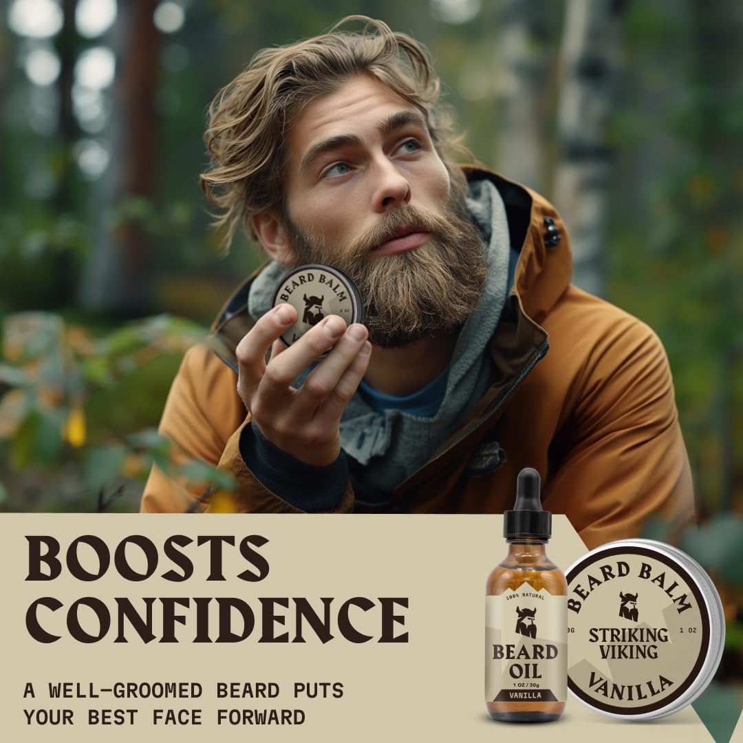 Striking Viking applied beard oil demonstrating even distribution and nourished hairs.