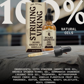 Striking Viking beard growth oil application idea photo demonstrates easy daily grooming.