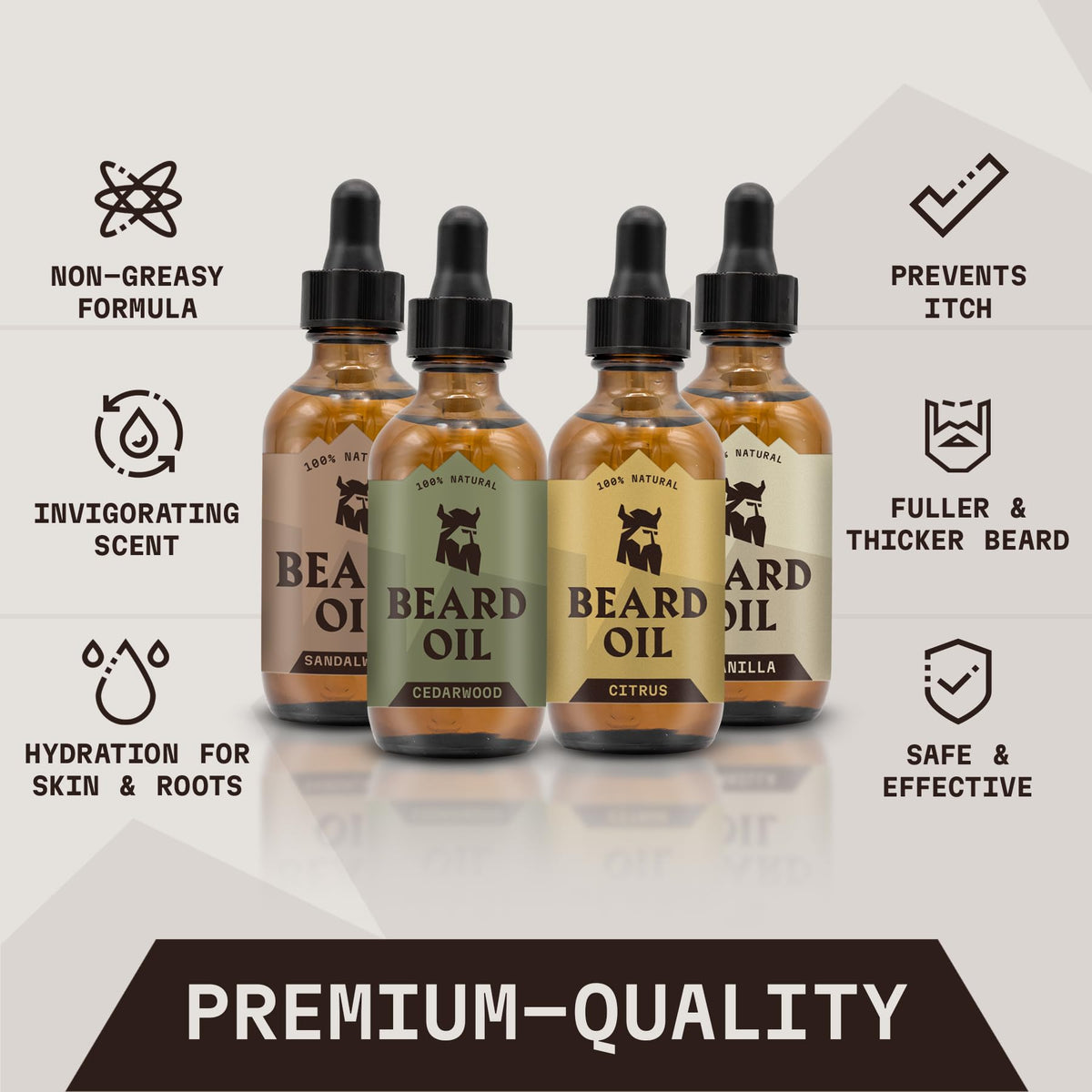 Striking Viking beard oil citrus adds a refreshing daily scent for grooming.