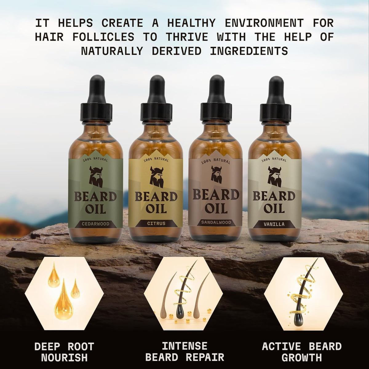 Striking Viking beard oil vanilla provides warm aroma and nourishing hairs.