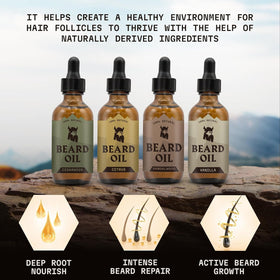 Striking Viking beard oil vanilla provides warm aroma and nourishing hairs.