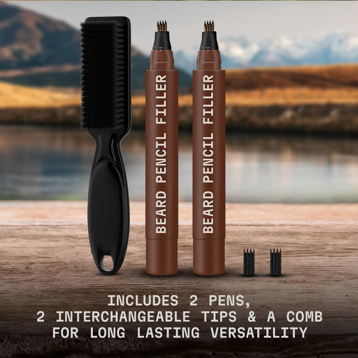 Striking Viking beard pencil designed for quick touch-ups on the go.