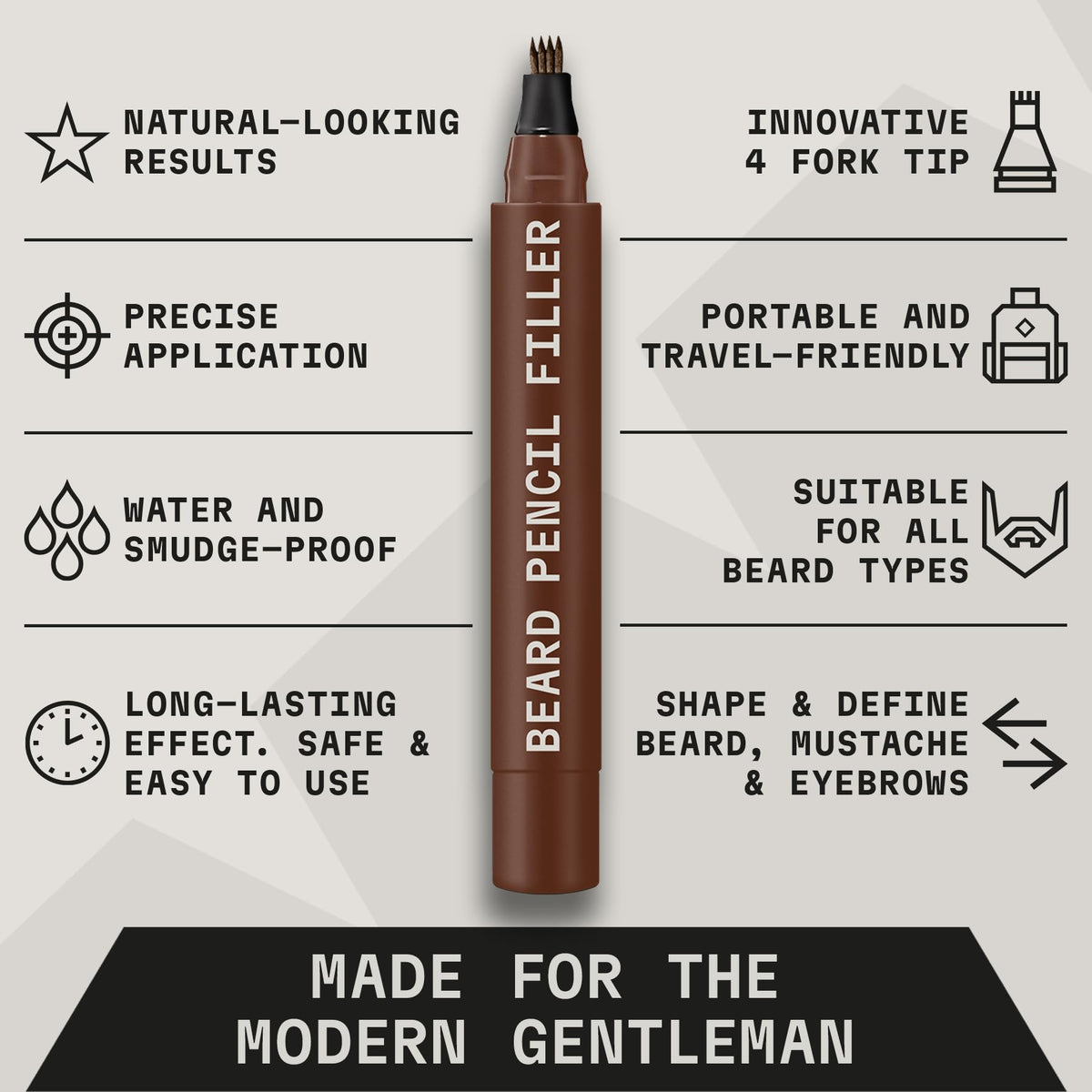 Striking Viking beard pencil waterproof formula stays put through sweat and rain.