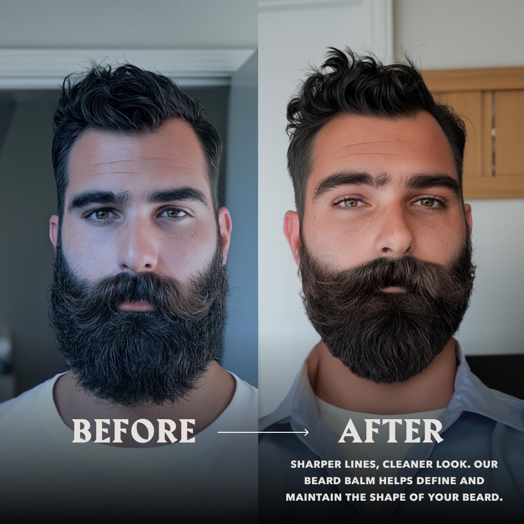Striking Viking before-and-after beard showcasing improved manageability.