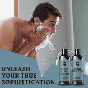 Striking Viking foamy lather portrays thorough cleansing for beard skin.