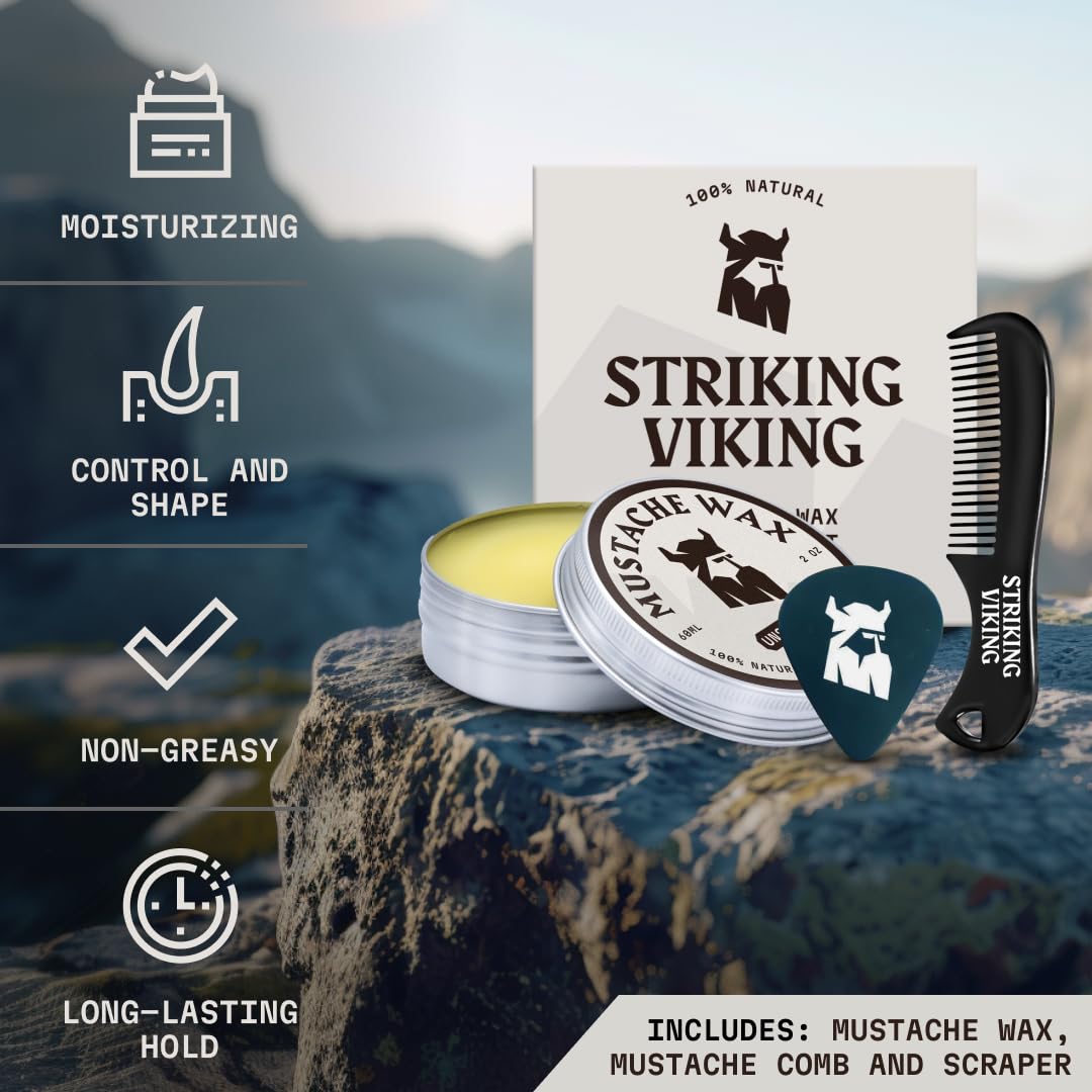 Hand applying Striking Viking wax demonstrates precise shaping with easy rubbing between fingers.