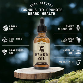 Striking Viking Vanilla Beard Oil texture close-up reveals silky beard feel