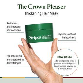 Application scene of Crown Pleaser being worked through hair for smoothness