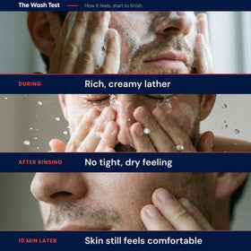 Strive Hydrating Men's Face Wash with niacinamide supports even tone.