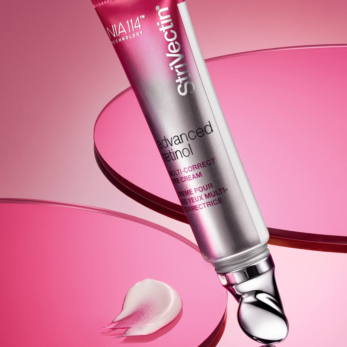 Front packaging view of StriVectin Advanced Retinol Eye Cream with anti-wrinkle messaging.