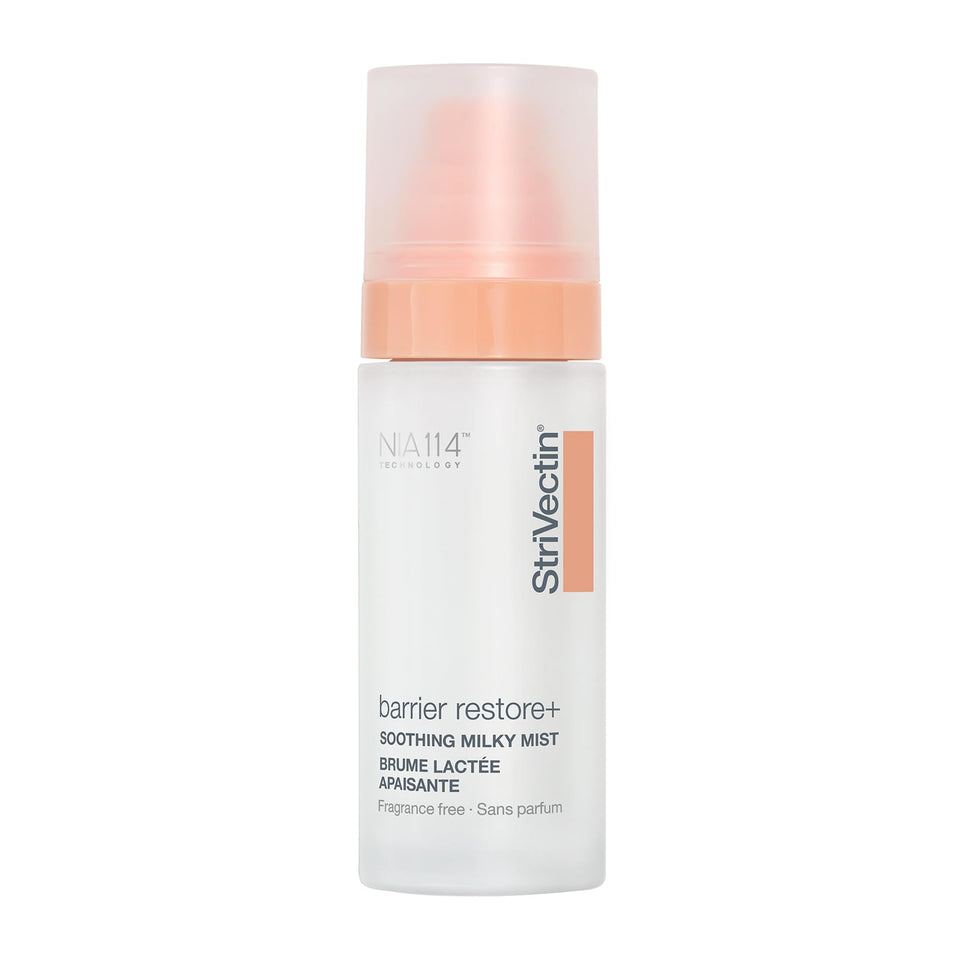 StriVectin Barrier Restore Mist bottle ready for on-the-go hydration.