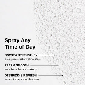 Gentle face application shown with a light spray using StriVectin mist.