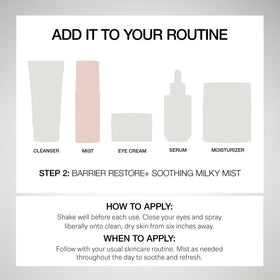 Label emphasizes fragrance-free, hypoallergenic design of the StriVectin mist.