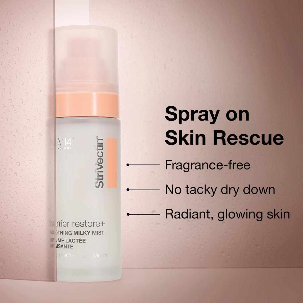 Close-up of spray action from StriVectin Barrier Restore Mist.