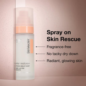 Close-up of spray action from StriVectin Barrier Restore Mist.