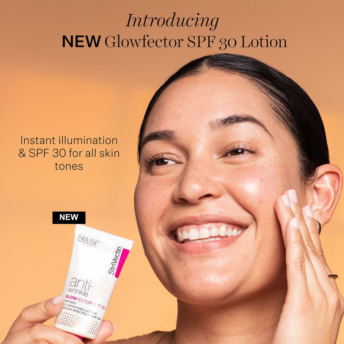 StriVectin GlowFector applied before makeup creates a radiant base