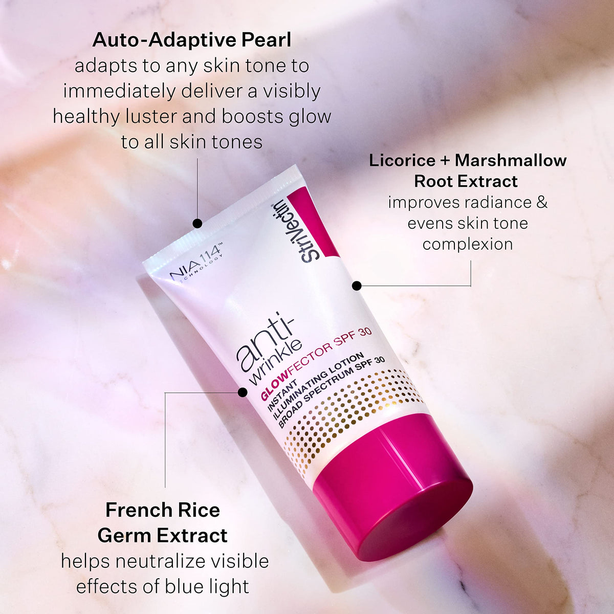 StriVectin GlowFector SPF 30 label highlights daily sun protection