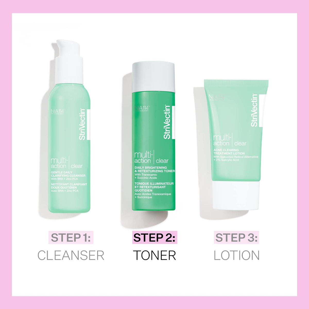 StriVectin Multi Action Clear toner packaging box communicates premium branding.