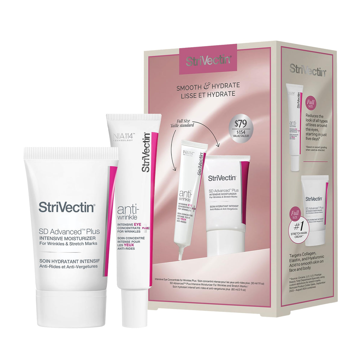 StriVectin Smooth & Hydrate set packaging, compact and ready for travel.