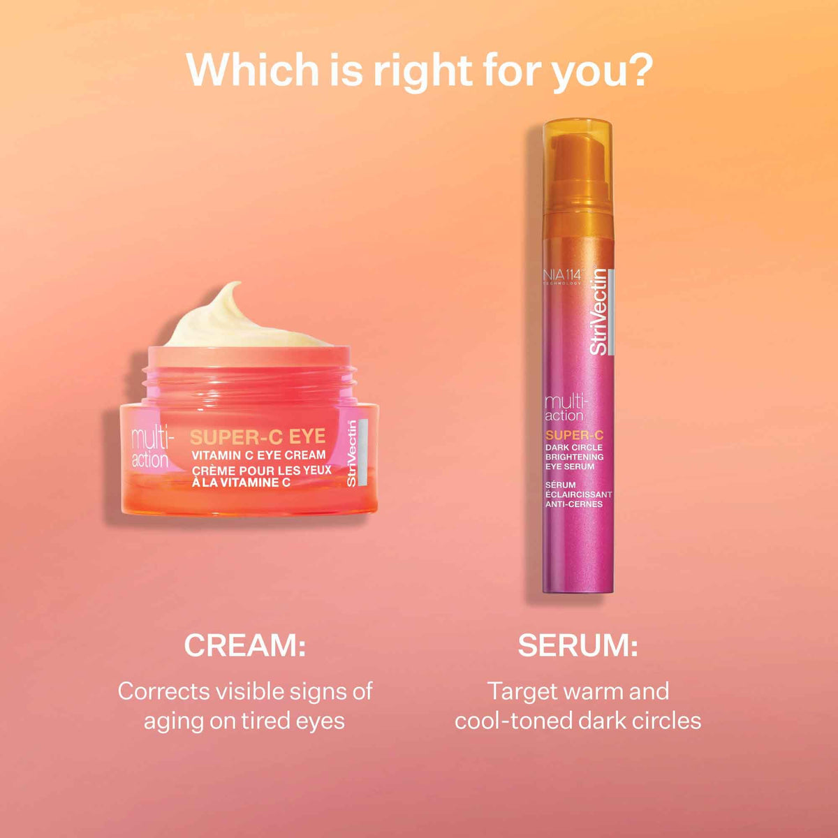 Ophthalmologist-tested fragrance-free StriVectin Super-C Eye Cream care.