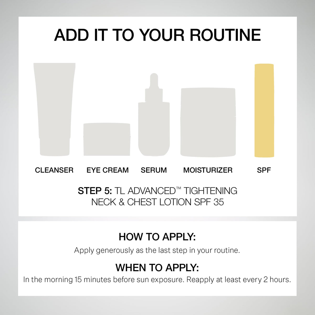Chest area application with StriVectin neck & chest lotion.