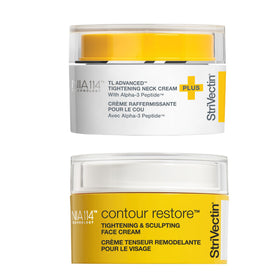 StriVectin TL Advanced Tightening Neck Cream bottle showing lifting and brightening potential