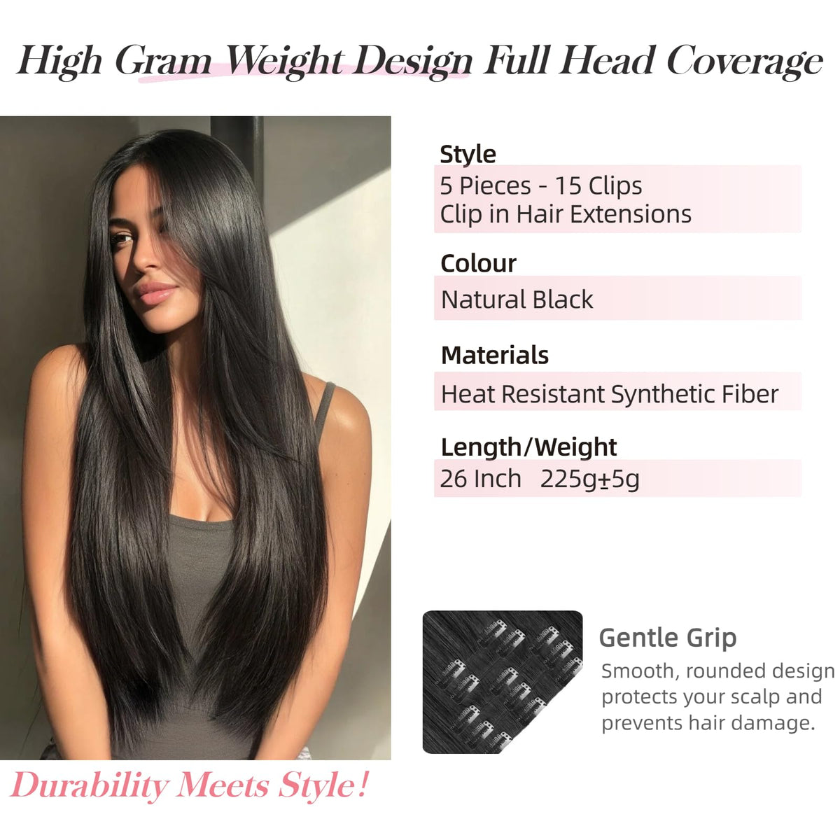 StrRid 26-inch straight weft adds dramatic length for a seamless blend