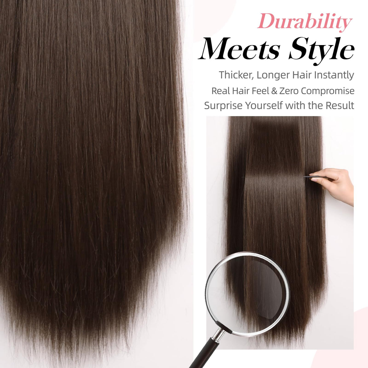 Full-head application with StrRid 26in extensions adds volume and natural fall