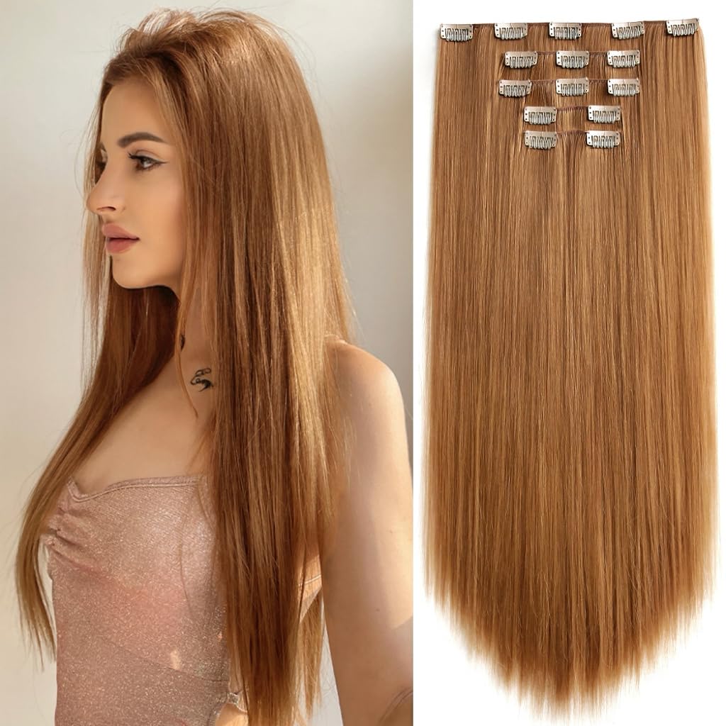 StrRid 22-inch straight hair extensions clipped in for natural length.