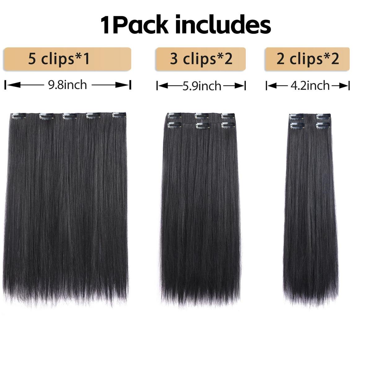 strrid small weft 4-2in wide, two-clips design for layered volume.