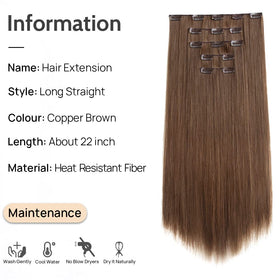 StrRid straight clip-in extensions 22 inches blend naturally