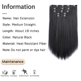 strrid wide weft 9-8in, five clips for natural-looking attachment.