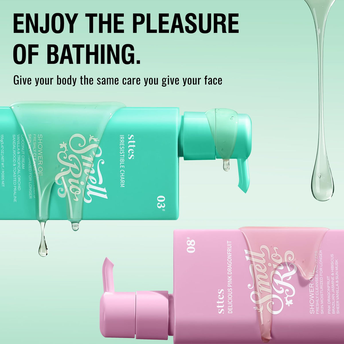 Sttes Smell Rio Shower Oil fragrance notes layered for a sophisticated bath experience.
