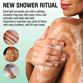 Sttes Smell Rio Shower Oil ingredients featuring sunflower, jojoba, and macadamia oils for skin nourishment.