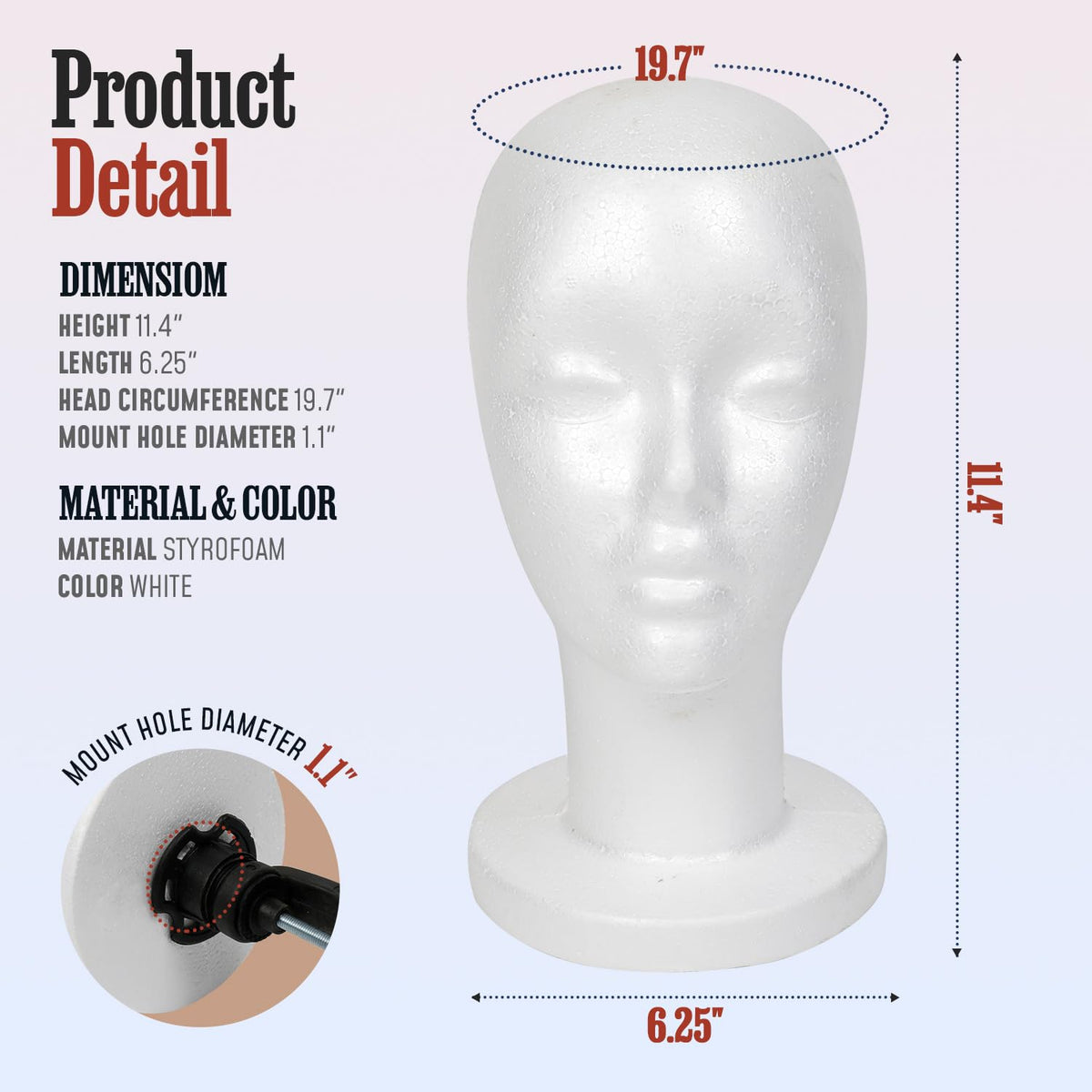 STUDIO LIMITED wig display stand white for salons and retail presentation