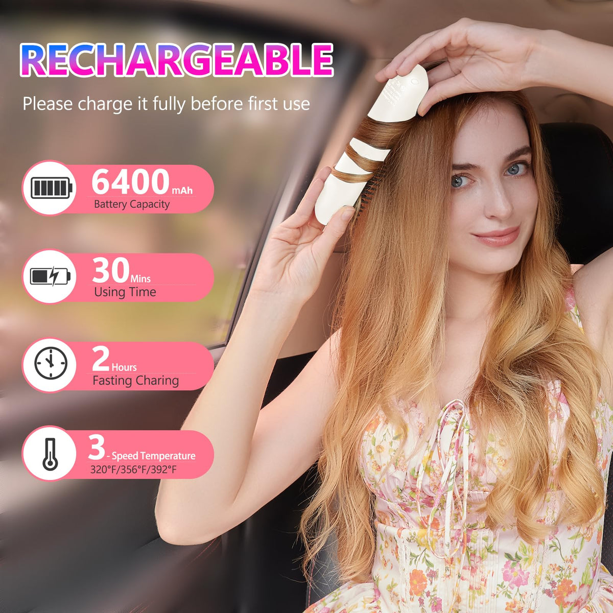 STUDLLY 2-in-1 cordless straightener handles straightening and curling on the go