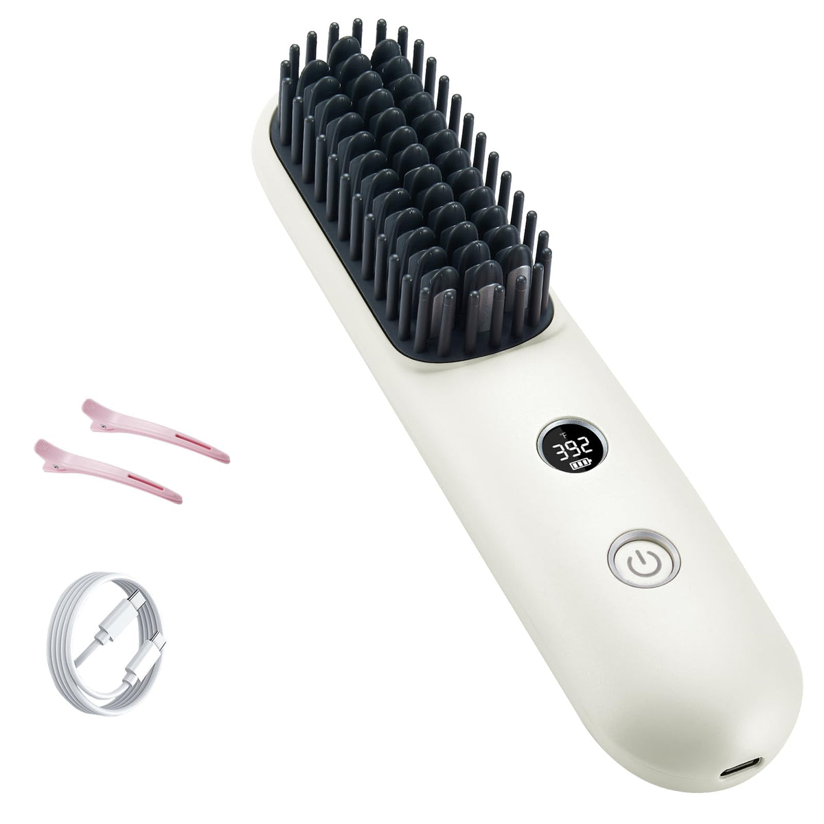 STUDLLY cordless hair straightener brush with compact design for on-the-go styling